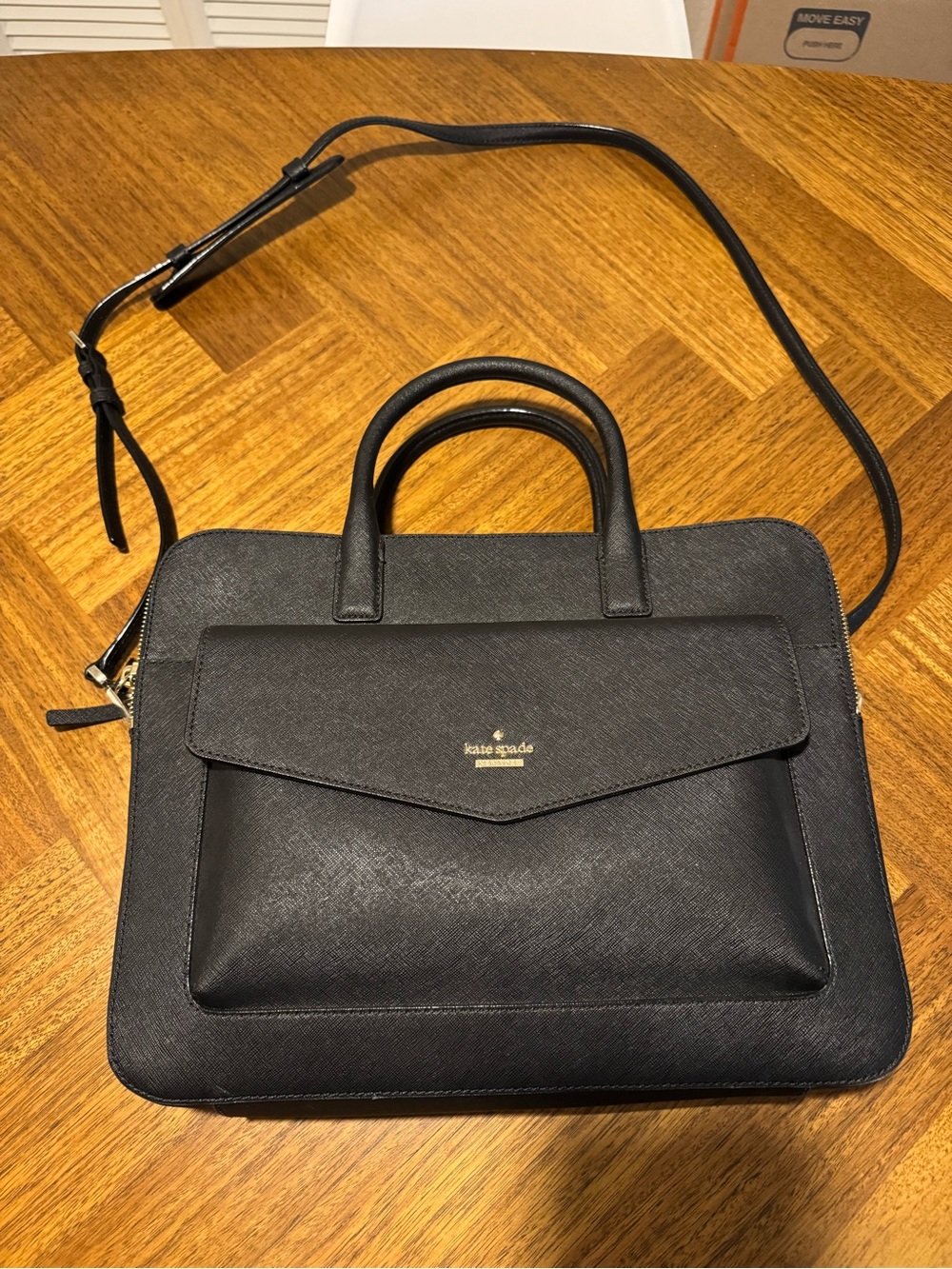 Kate Spade Saffiano Black Leather Laptop Bag 13”